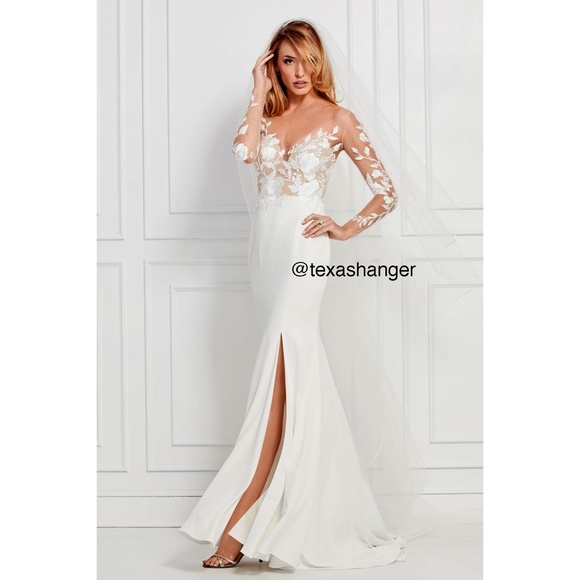 NWT Wtoo Rylan Long Sleeve Gown Sz 00 Ivory - Picture 5 of 16